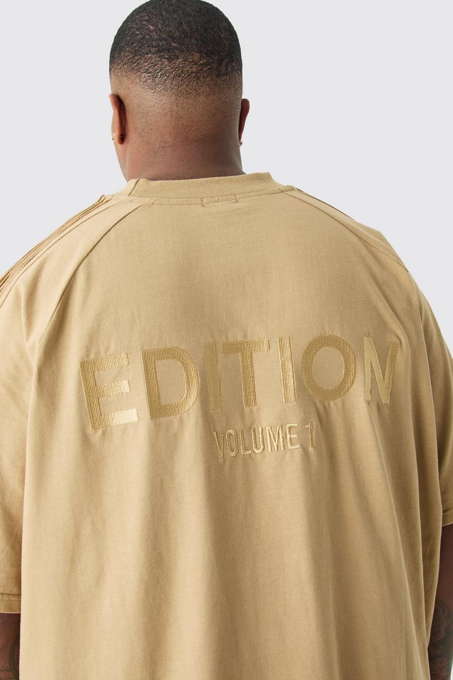 Taupe Plus EDITION Oversized Heavyweight Pin Tuck T-shirt image number 1