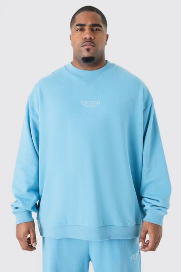 Plus EDITION Oversized Extended Neck Heavyweight Sweatshirt blue