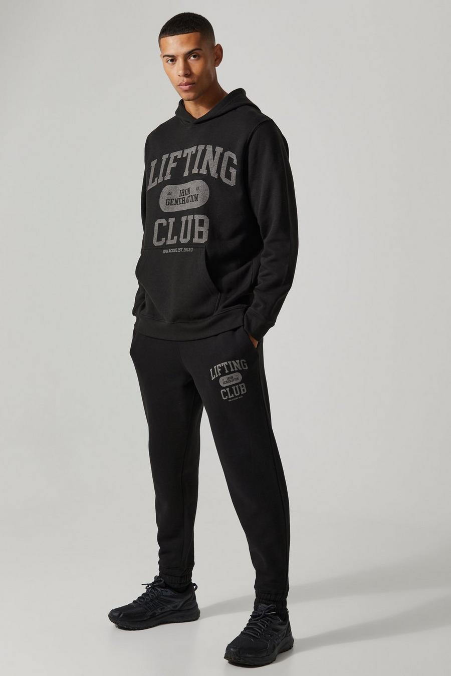 Man Active Oversize Trainingsanzug mit Lift Club Print, Black