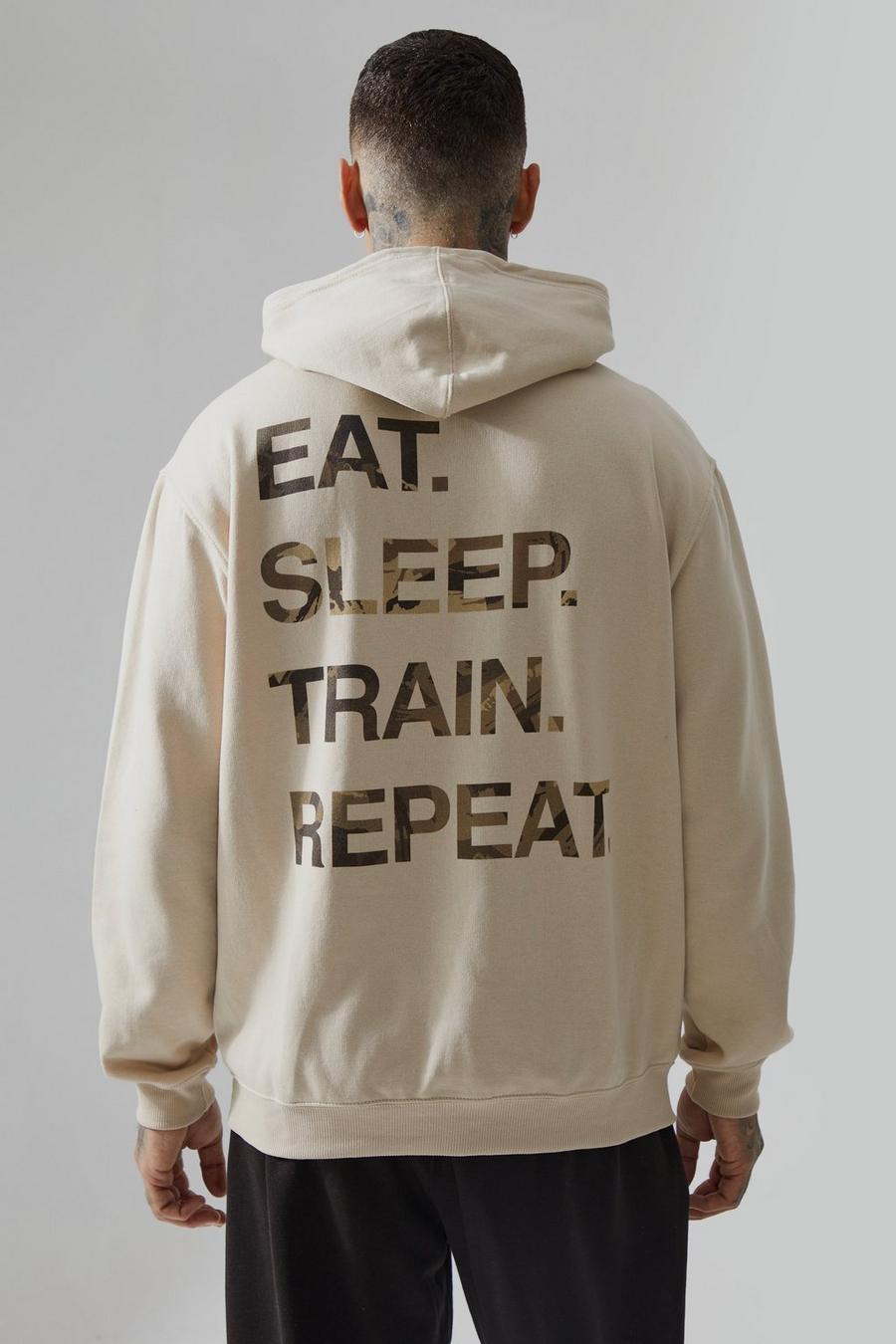 Sand Tall Man Active Oversized Train Repeat Hoodie image number 1