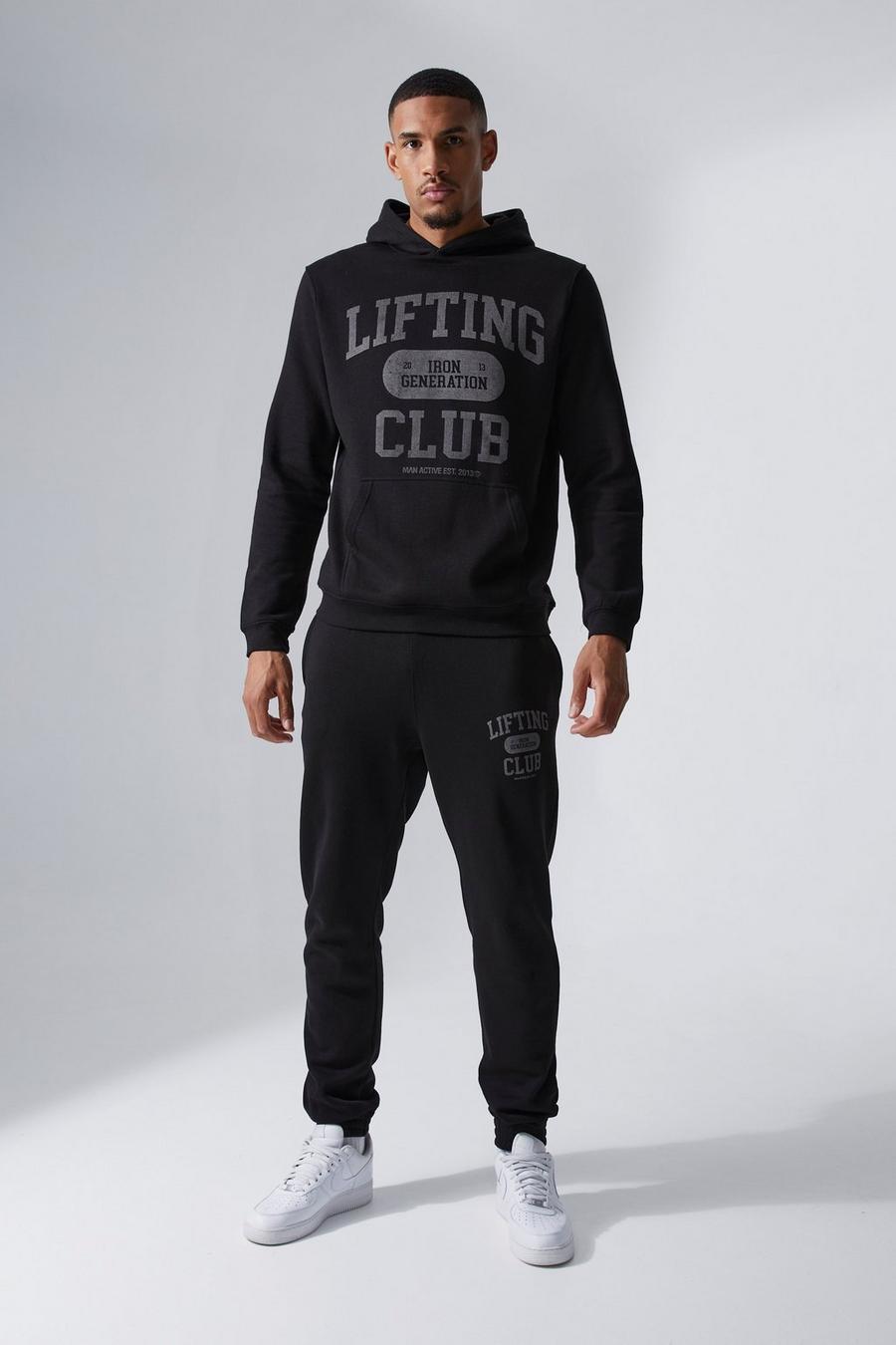 Black Tall Man Active Lift Club Hood Tracksuit