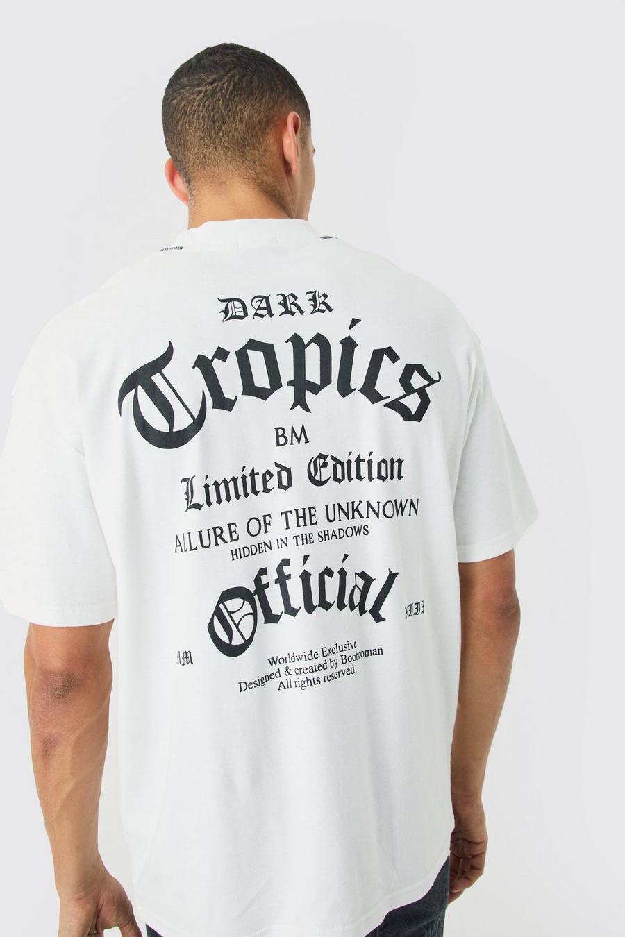 Oversize T-Shirt mit Dark Tropics Print, White image number 1