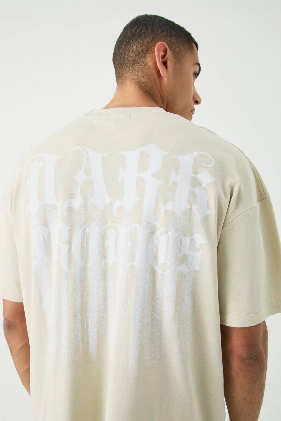 Camiseta oversize con estampado tropical oscuro, Sand