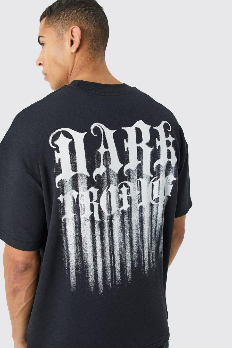 T-shirt oversize Interlock Dark Tropics, Black image number 1
