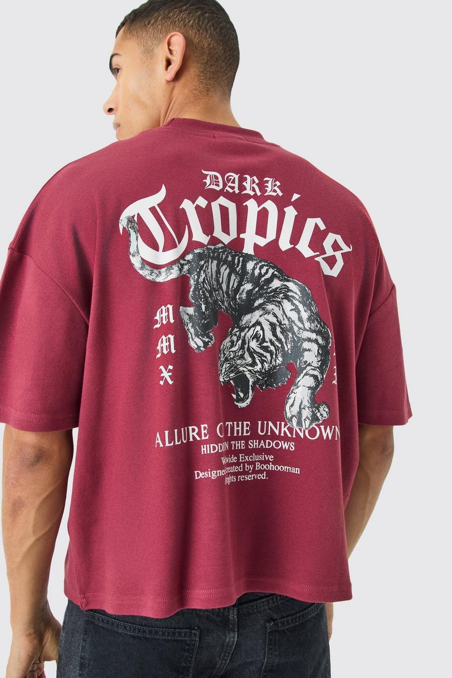Oversize T-Shirt mit Dark Tropics Print, Red image number 1