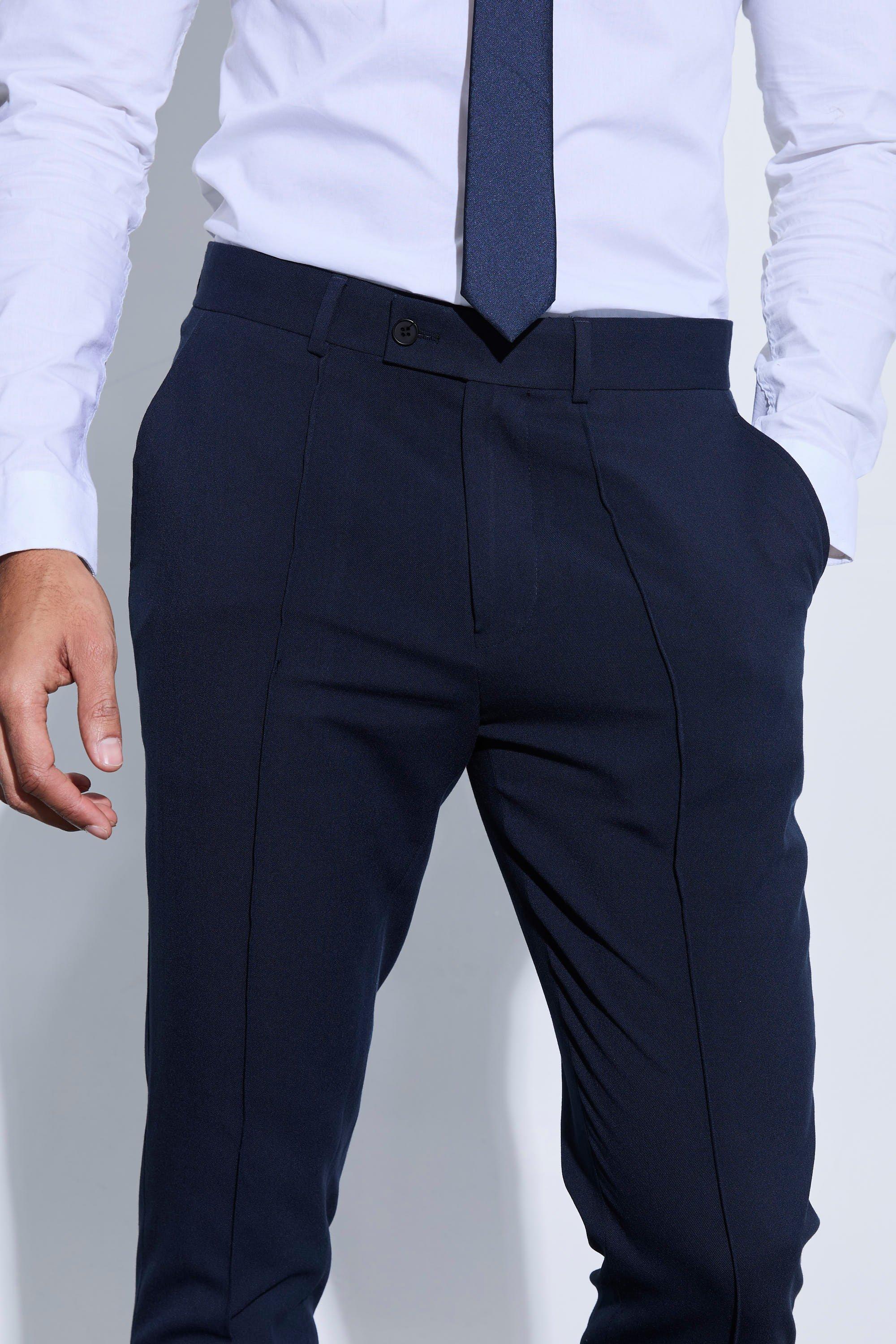 Smart navy cropped clearance trousers