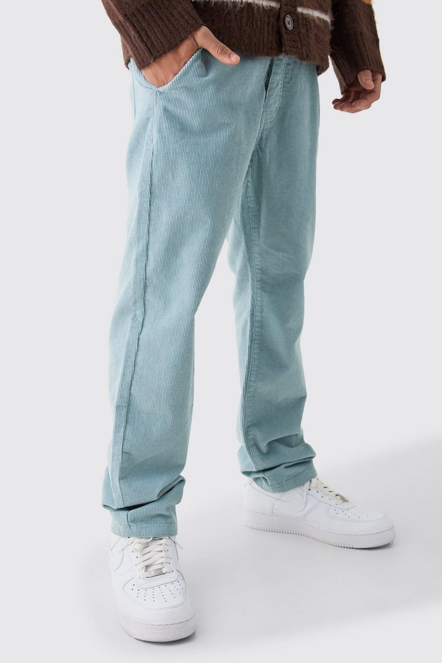 Pantalon large fuselé en velours côtelé, Slate image number 1