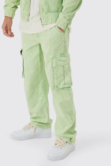 Pantalon cargo large en velours côtelé sage