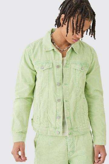 Green Regular Cord Jacket In Sage