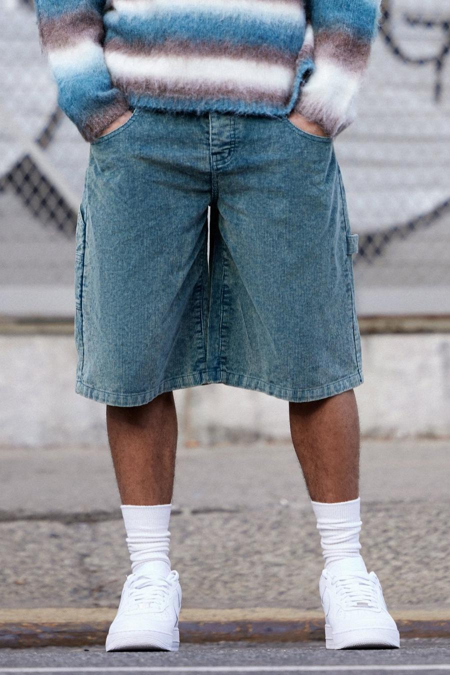 Pantaloni tuta Carpenter in velluto a coste in lavaggio acido blu navy image number 1