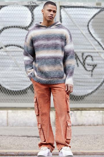 Baggy Multi Pocket Acid Wash Cord Trouser In Burnt Orange burnt orange