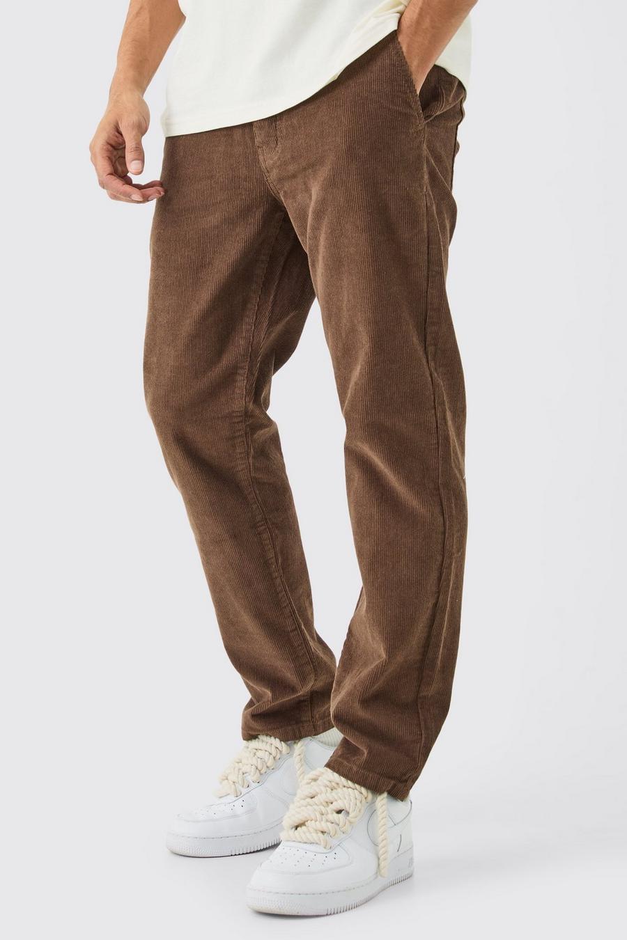 Relaxed Tapered Cord Trouser In Chocolate image number 1