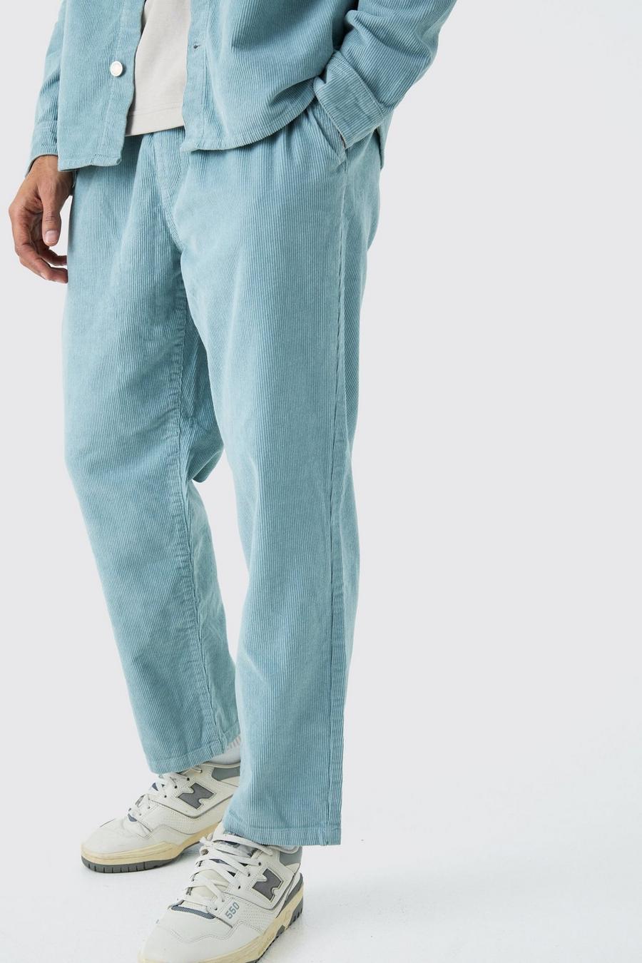 Pantaloni Skate in velluto a coste color ardesia con vita elasticizzata, Slate image number 1