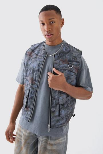 Grey Nylon Camo Utility Vest