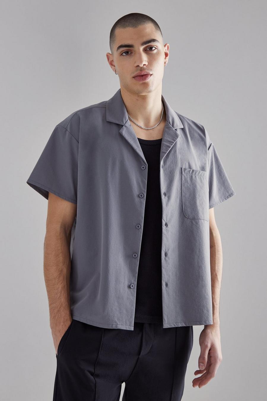Charcoal Technical Stretch Boxy Shirt image number 1