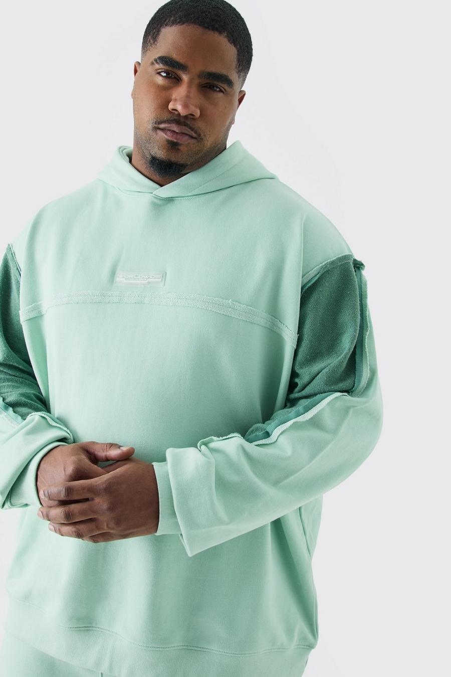 Mint Plus Oversize hoodie i sweatshirttyg med rå kant image number 1