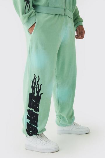 Plus Oversized Heavy Washed Applique Jogger mint