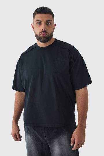 Black Plus Oversized Boxy Extended Neck Washed T-shirt