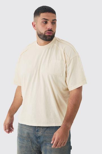 Plus Oversized Boxy Extended Neck Washed T-shirt ecru