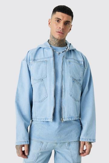 Blue Tall Denim Acid Wash Hoodie