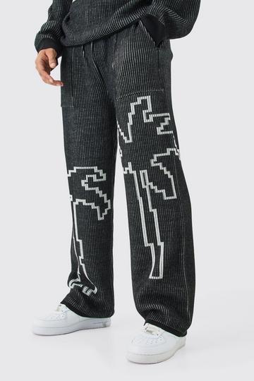 Relaxed Fit Palm Ribbed Knit Joggers black