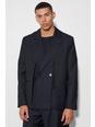 Black Split Hem Oversized Suit Jacket