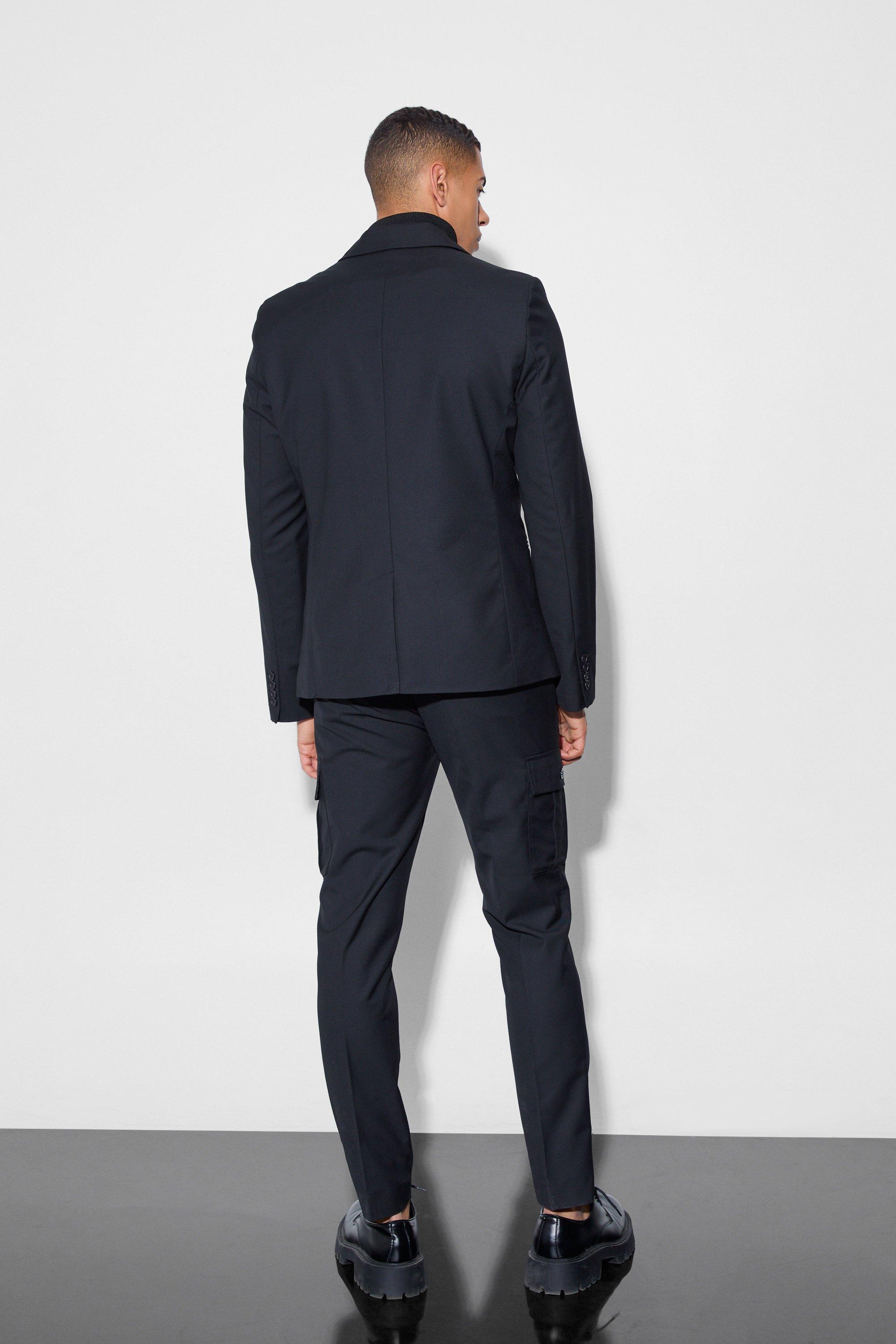 Black slim fit suit jacket sale