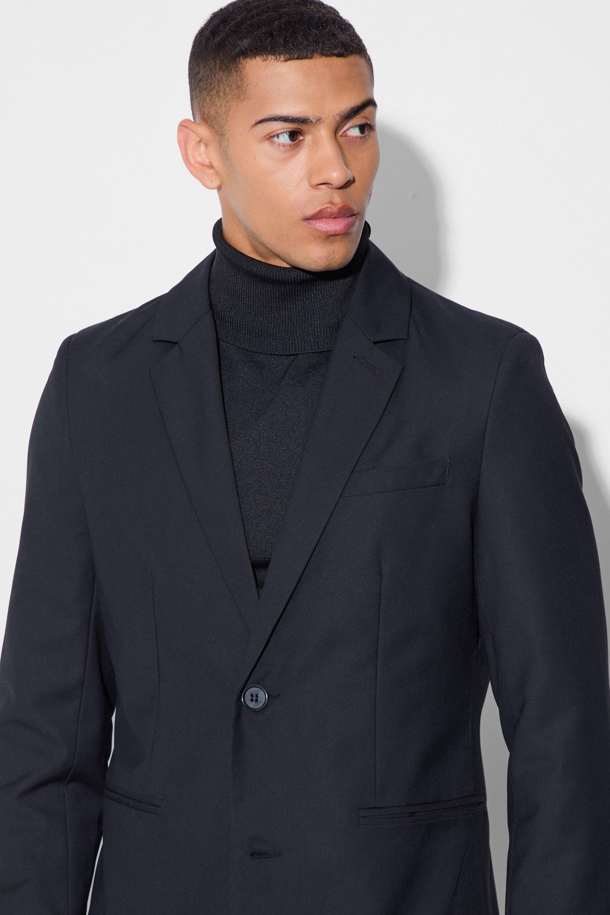 Black slim fit suit jacket hotsell