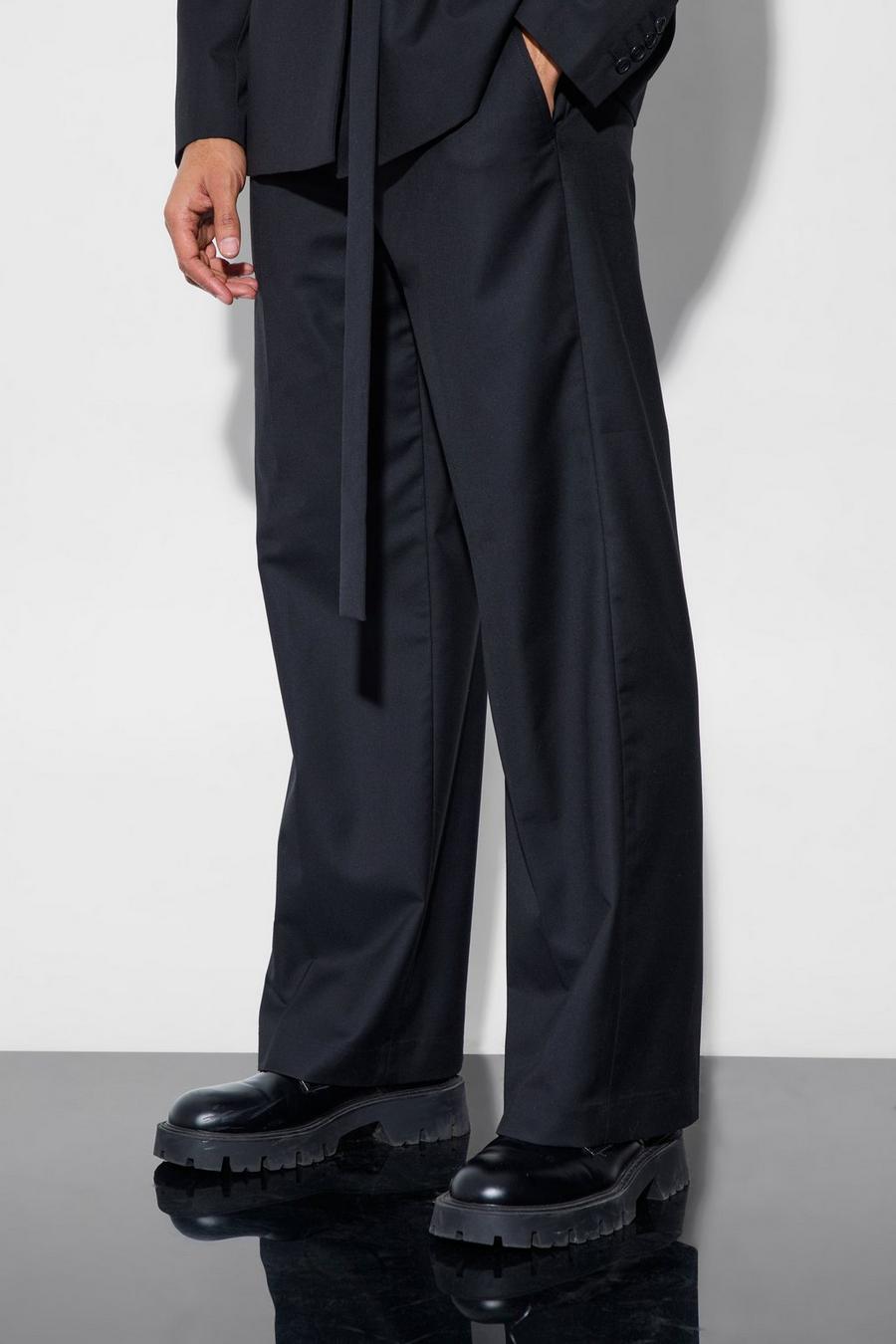 Black Wide Fit Suit Trousers image number 1
