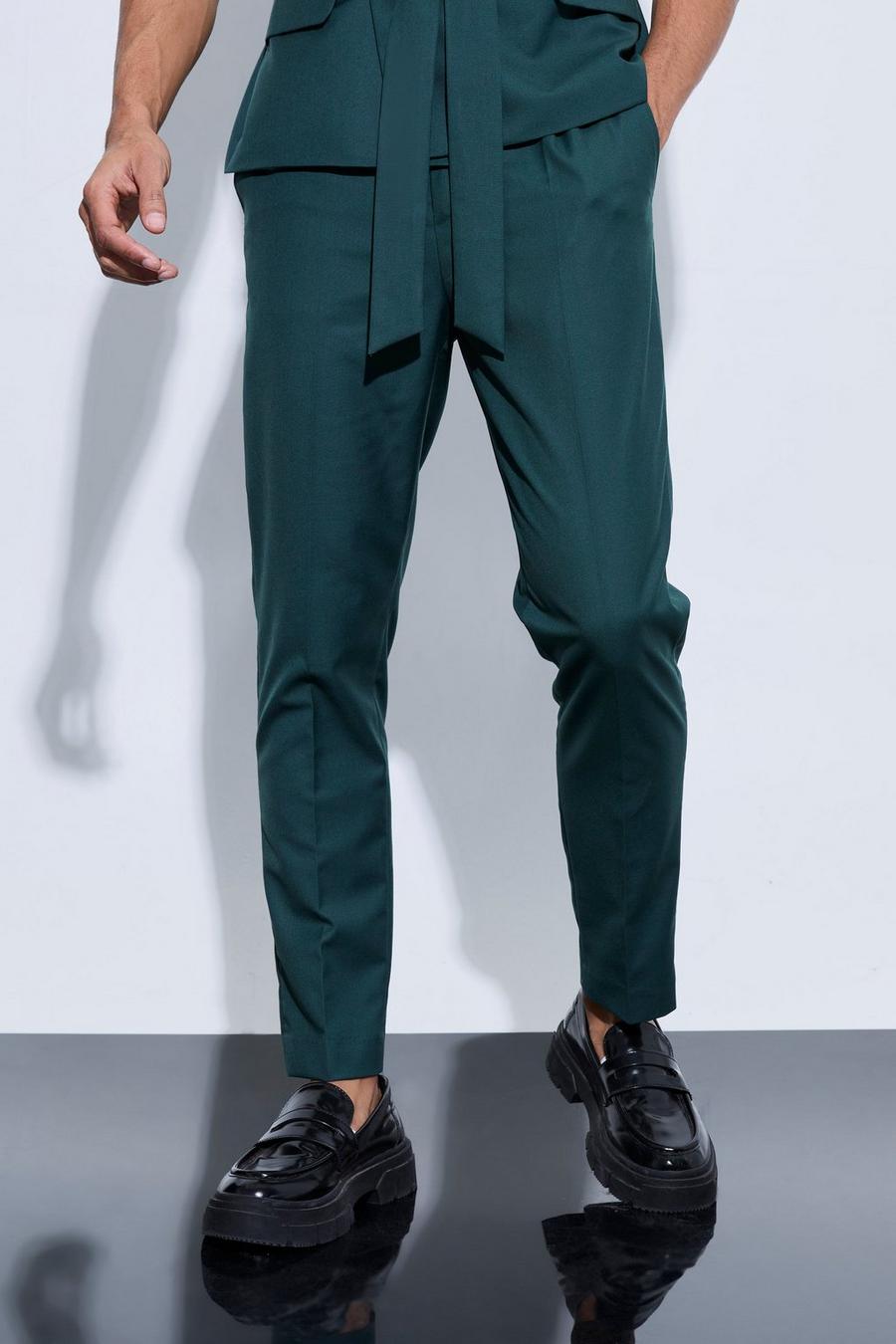 Green Tapered Fit Suit Trousers