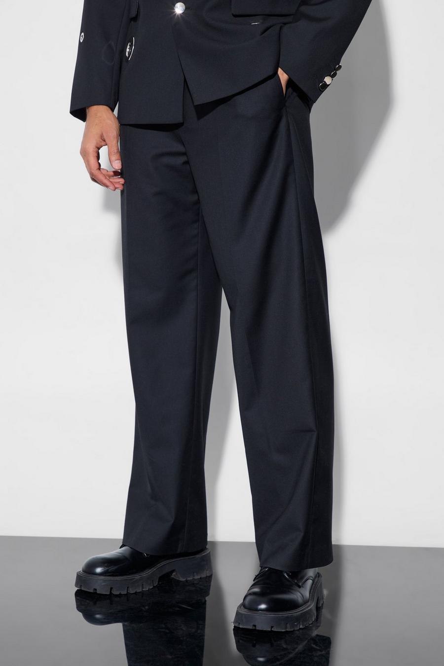 Black Straight Fit Suit Trousers image number 1