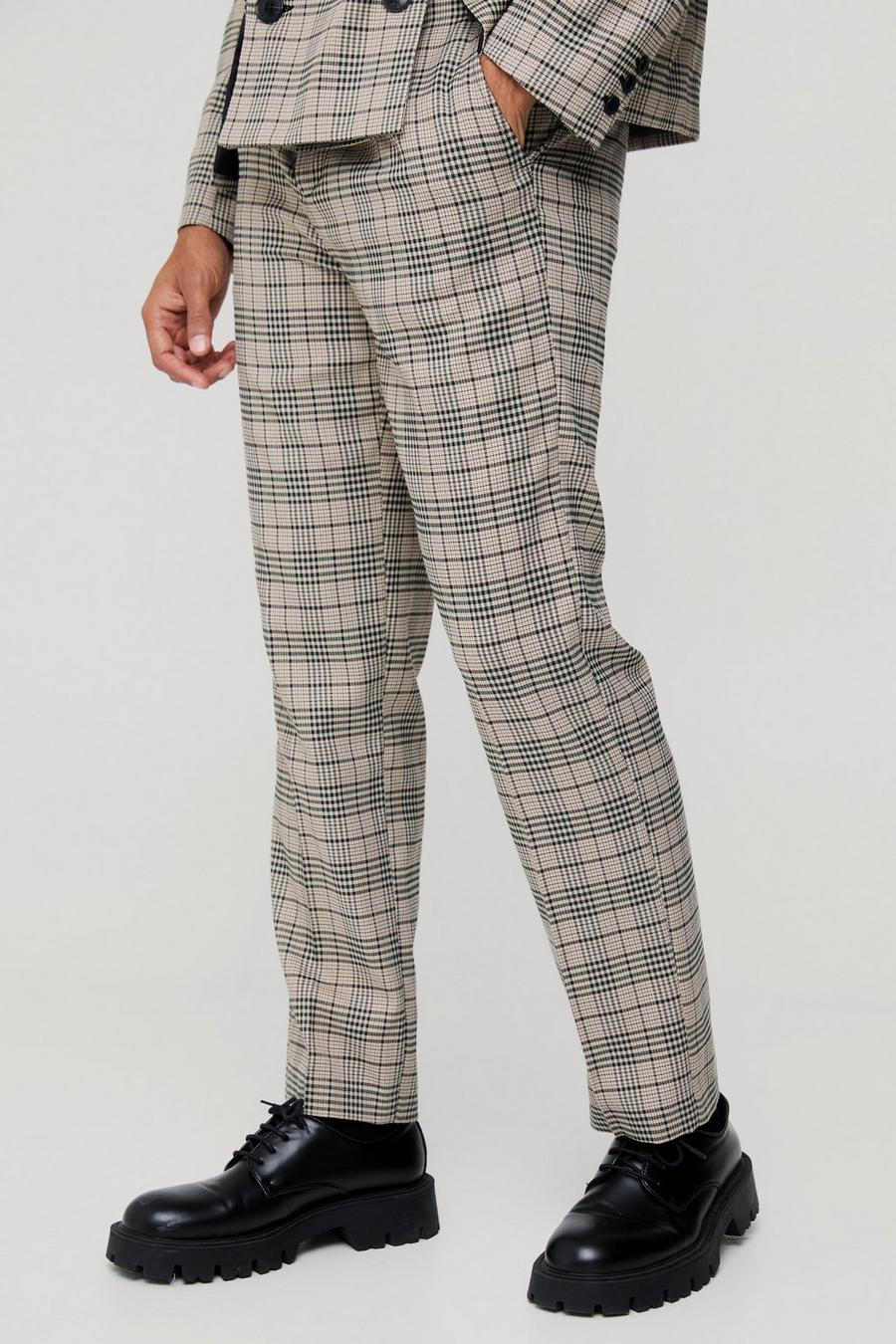 Sage Check Straight Fit Suit Trousers image number 1
