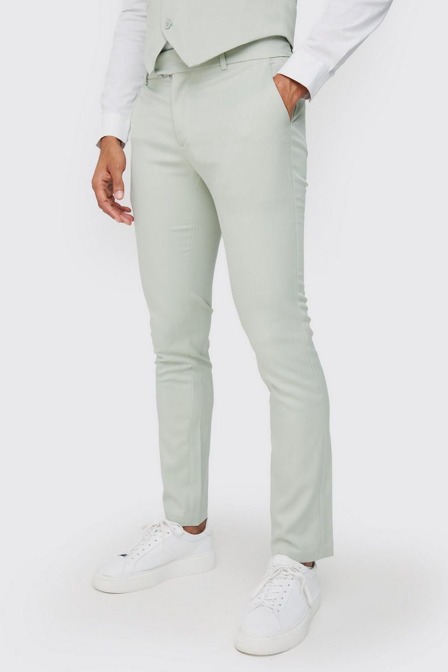 Sage Textured Skinny Fit Suit Trousers image number 1