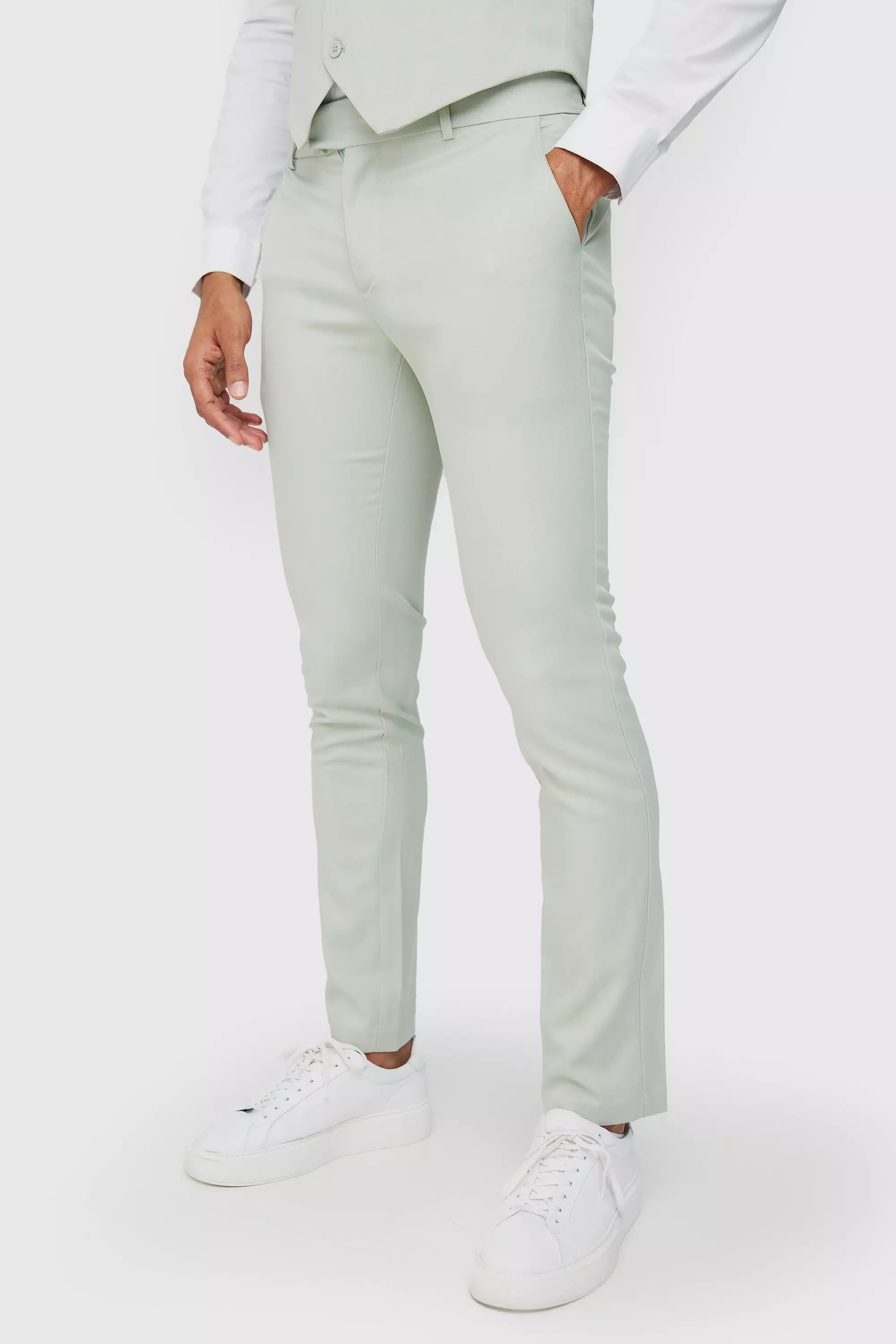 Textured Slim Suit Set in Sage alternative image