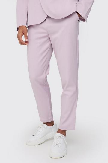 Textured Tapered Fit Suit Trousers lilac