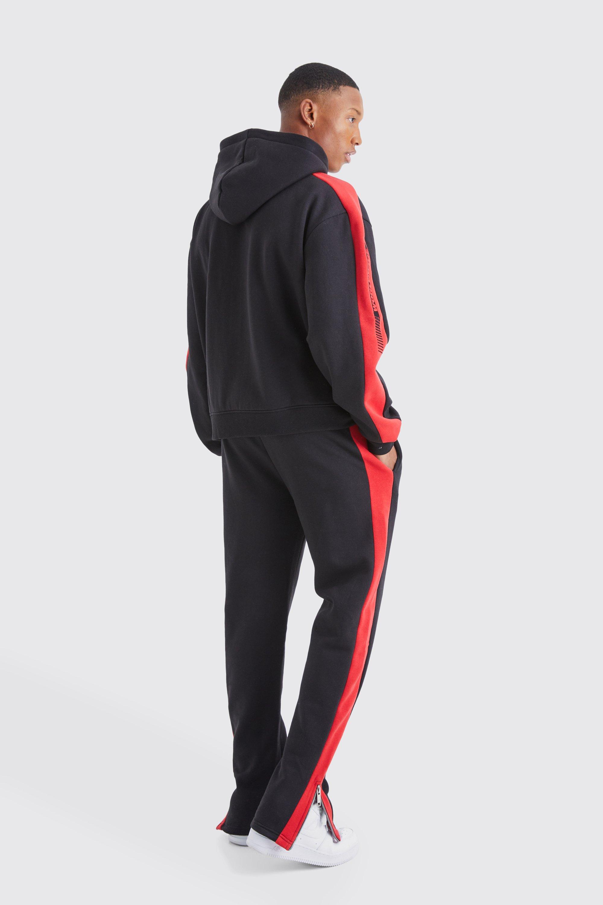 Boxy Zip Through Moto Panel Split Hem Tracksuit