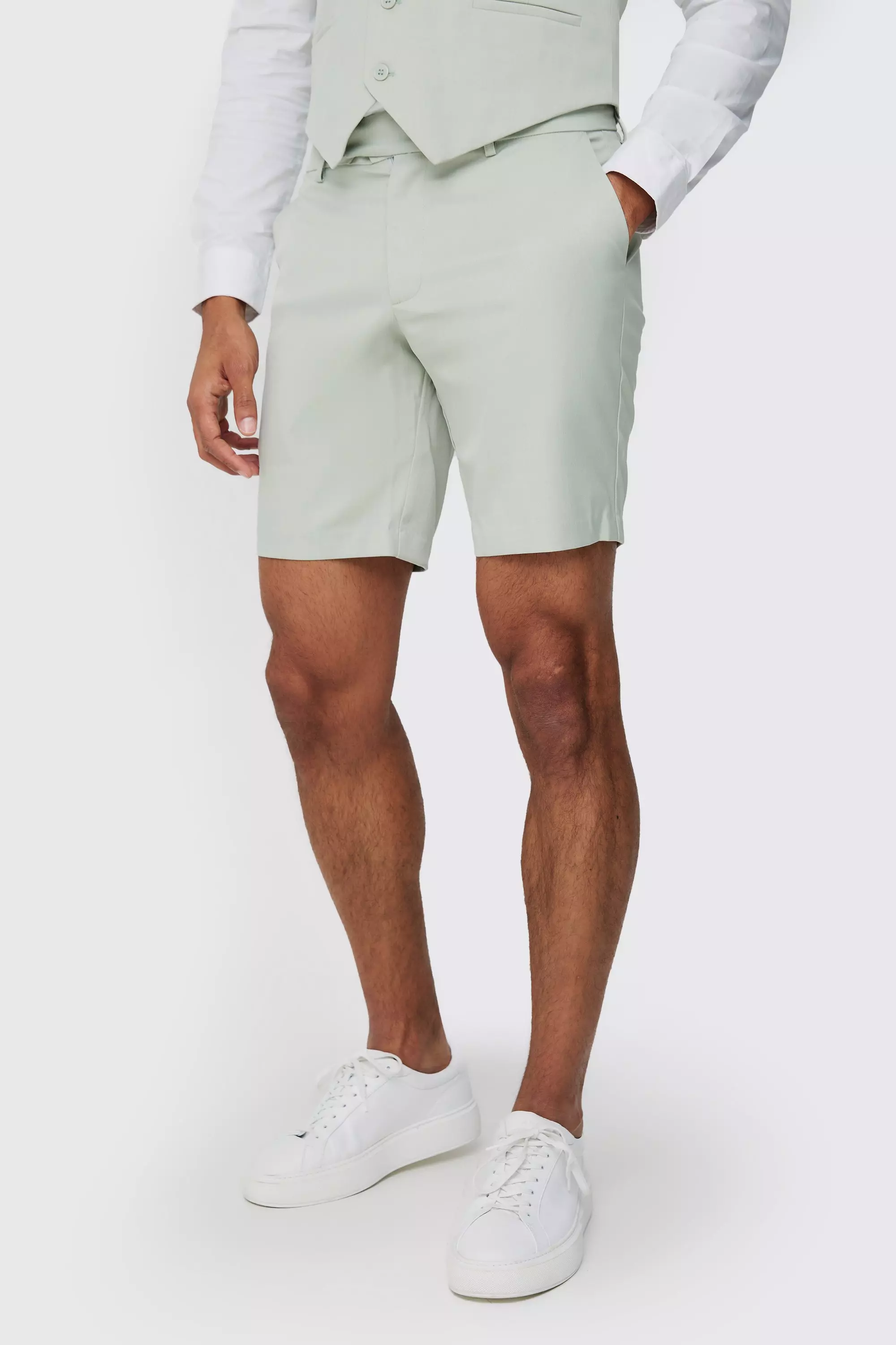 Textured Slim Suit Set in Sage alternative image