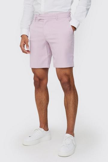 Textured Slim Fit Suit Shorts lilac