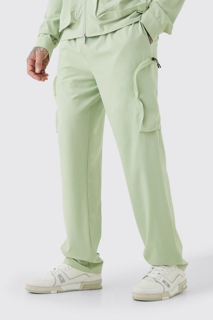 Sage Tall Technical Stretch Elasticated Waist Zip Cargo Trouser image number 1