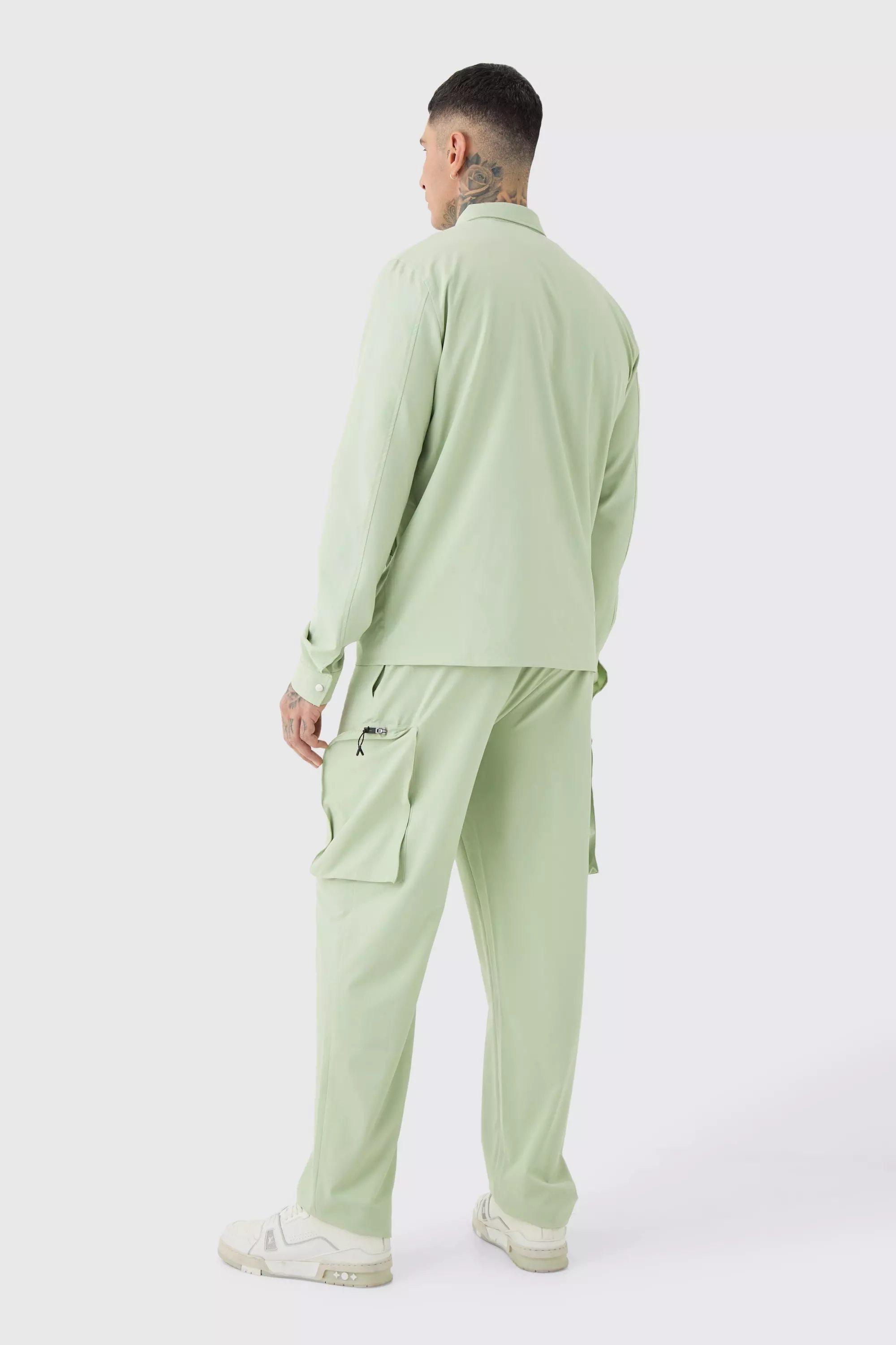 Sage Tall Technical Stretch Elasticated Waist Zip Cargo Trouser alternative image