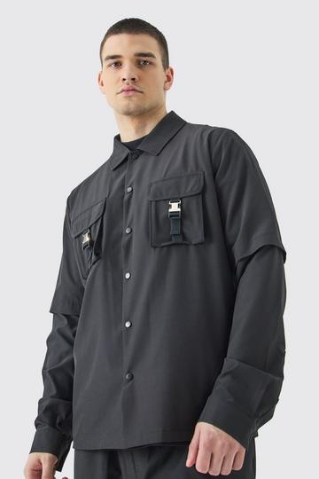 Tall Technical Stretch Harrington Utility Jacket black