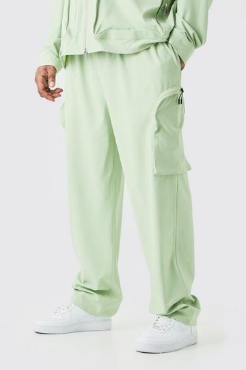 Plus Technical Stretch Elasticated Waist Zip Cargo Pants sage