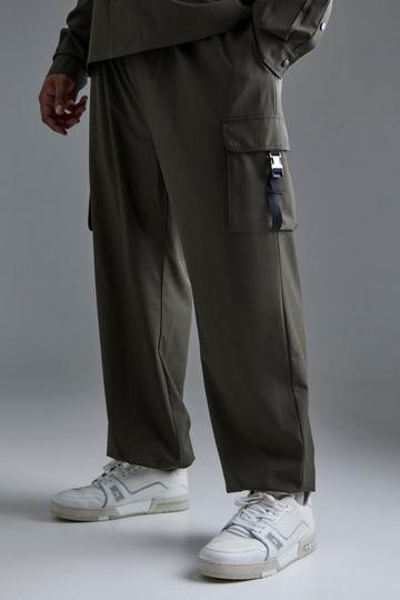 Khaki Plus Technical Stretch Elasticated Waist Utility Cargo Pants