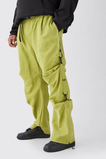 Plus Elasticated Waistband Relaxed Nylon Pants sage