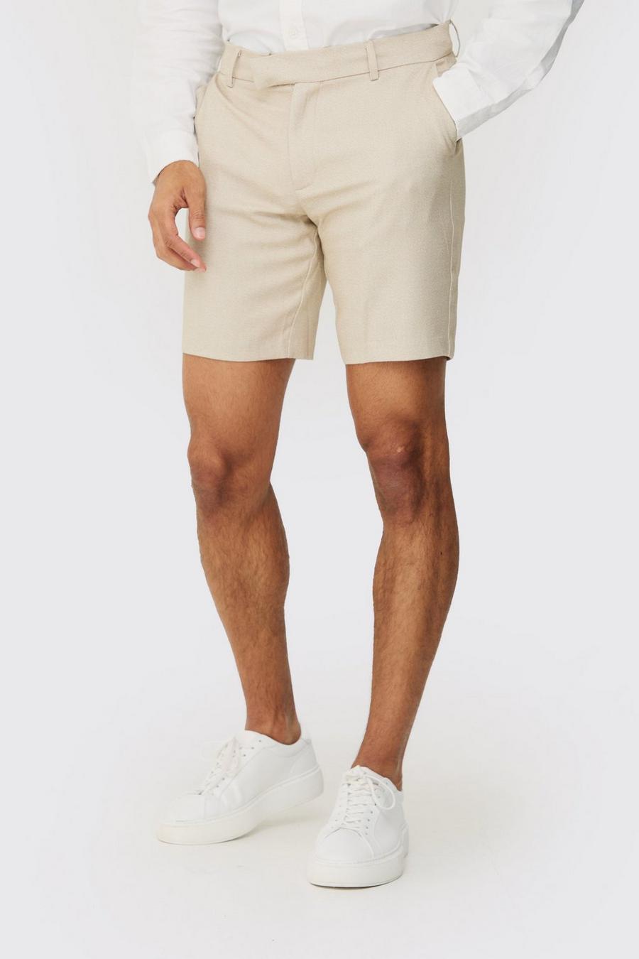 Natural Tailored Marl Slim Fit Shorts