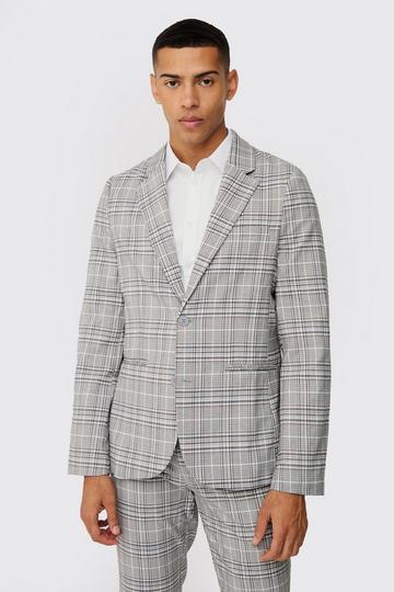 Check Weave Slim Fit Suit Jacket natural