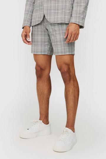 Check Weave Slim Fit Suit Shorts natural