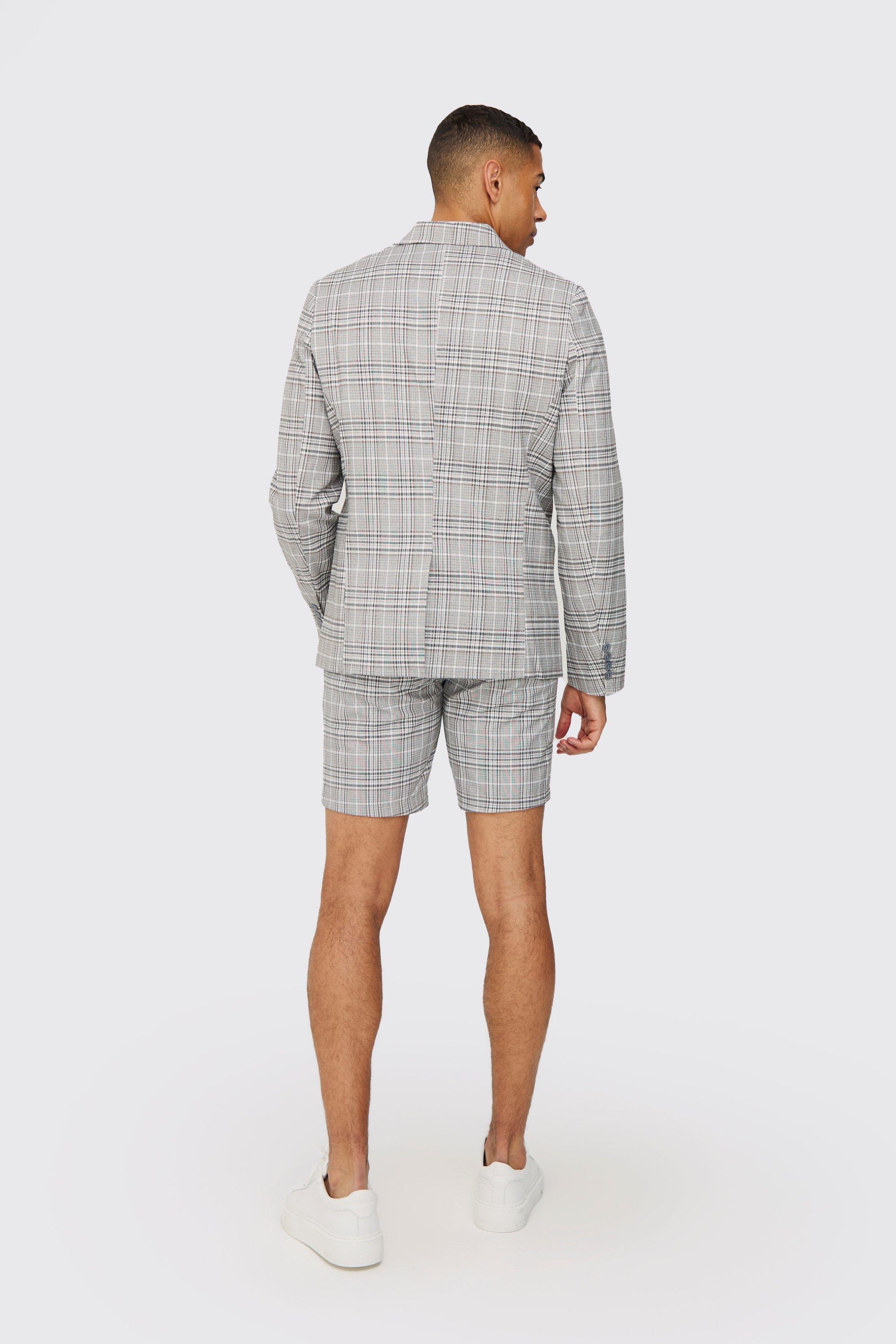 Check Weave Slim Fit Suit Shorts