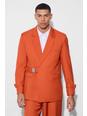 Ochre Buckle Chest & Cuff Relaxed Fit Suit Jacket