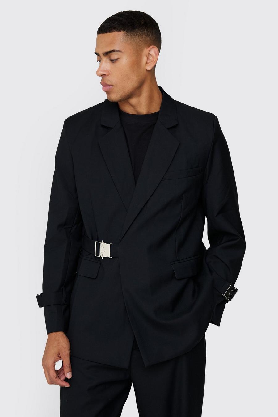 Black Relaxed Fit Suit Trousers image number 1